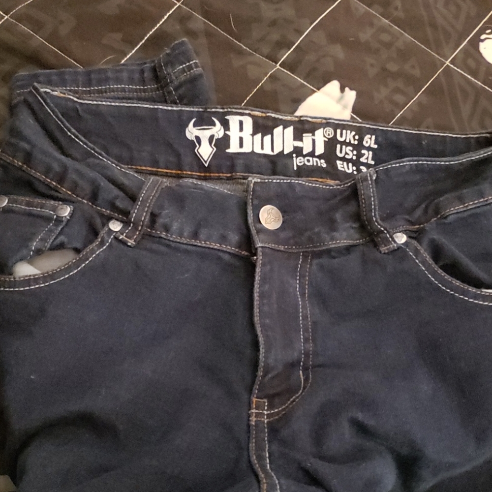Bullet riding jeans.